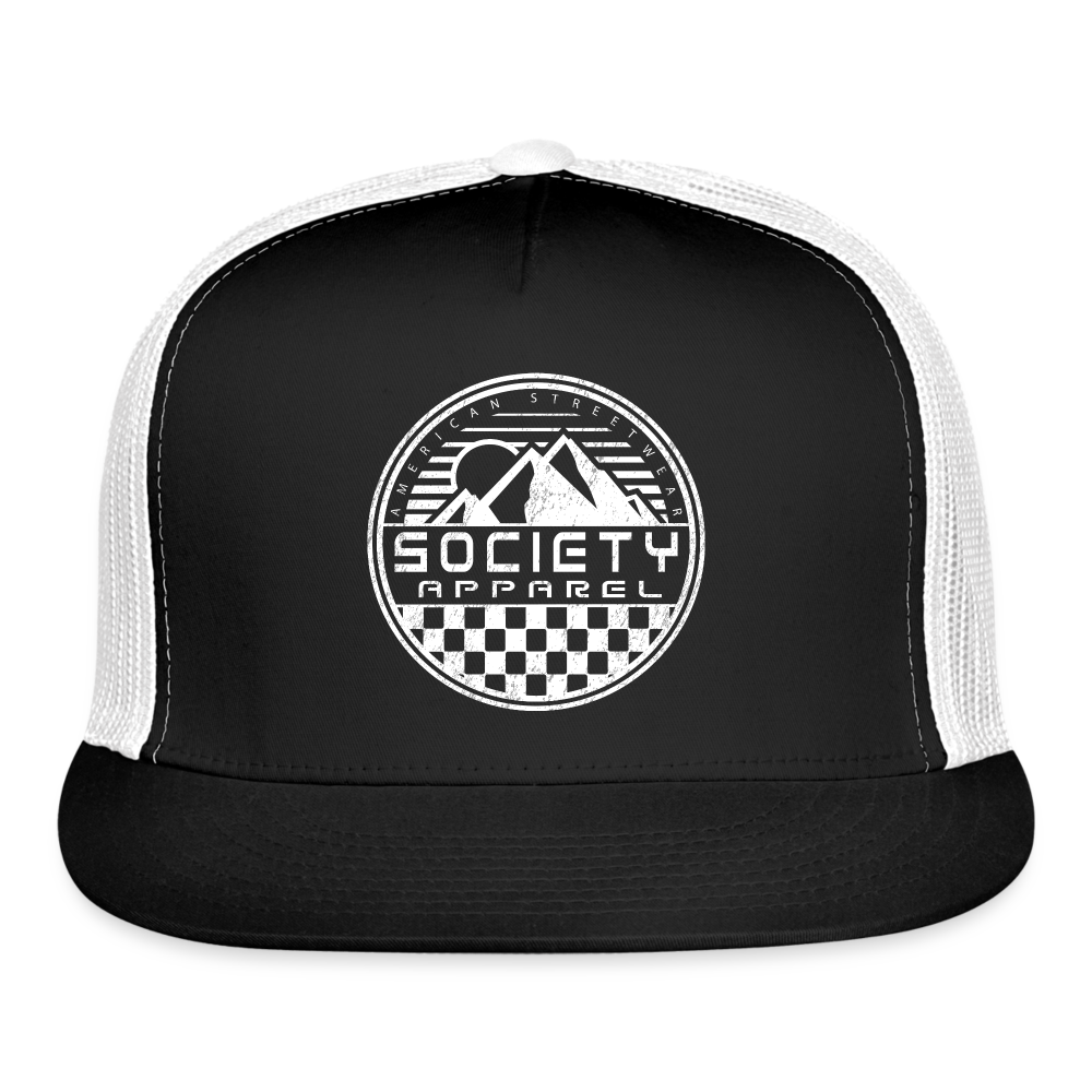 society essentials • white mountain patch trucker hat - black/white
