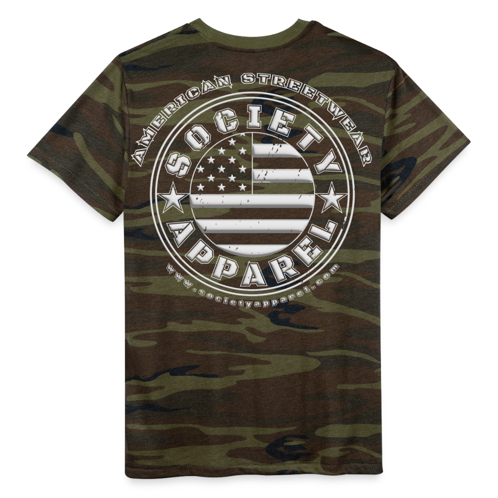society essentials • circle 3d badge - green camo