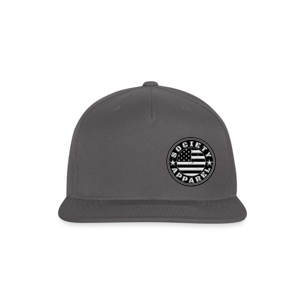 society essentials • snapback 3d black background - dark grey