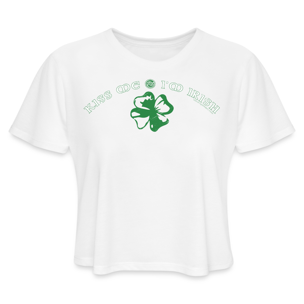 st patty's day • kiss me crop t-shirt - white