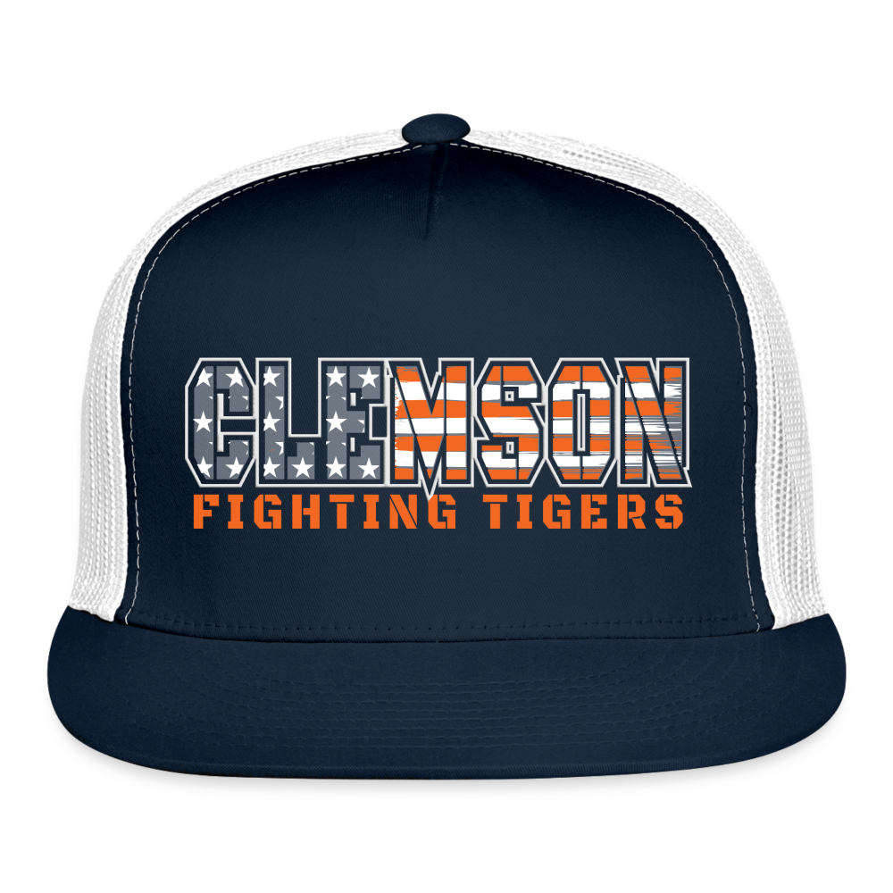 clemson • fighting tigers flat bill - navy/white