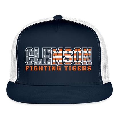 clemson • fighting tigers flat bill - navy/white