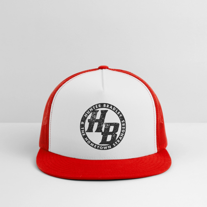 HB Original Flat Bill Trucker | Black Logo - white/red