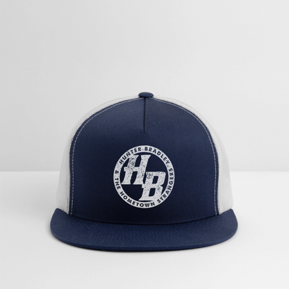 HB Original Flat Bill Trucker Hat | White Logo - navy/white