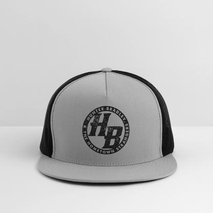 HB Original Flat Bill Trucker | Black Logo - gray/black