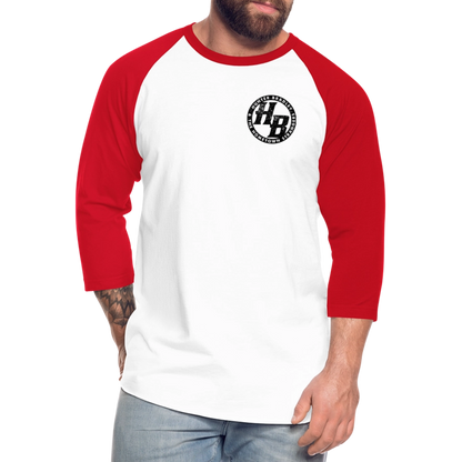 HB Original 3/4 Baseball T-Shirt | Black Logo - white/red