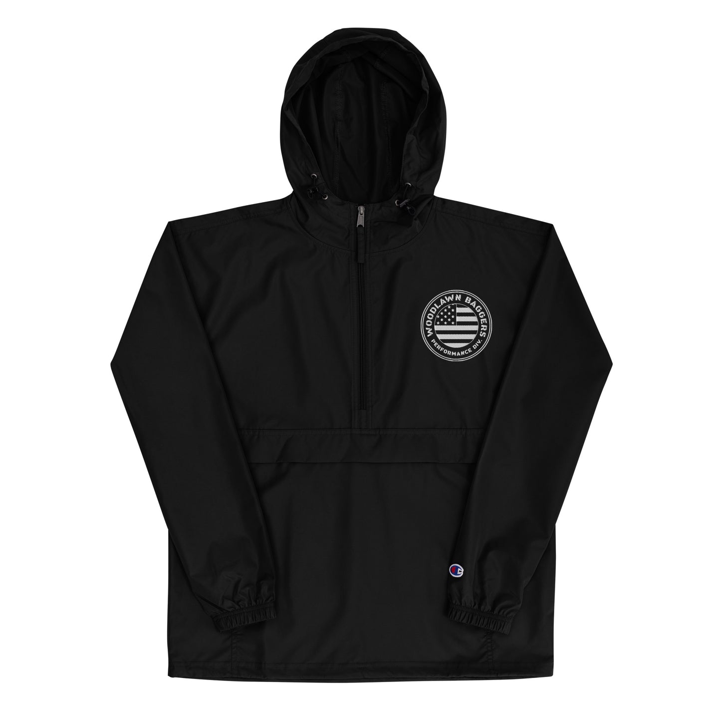 woodlawn baggers • champion packable jacket (white logo)