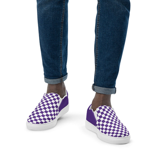 men’s slip-on canvas shoes • purple checkers