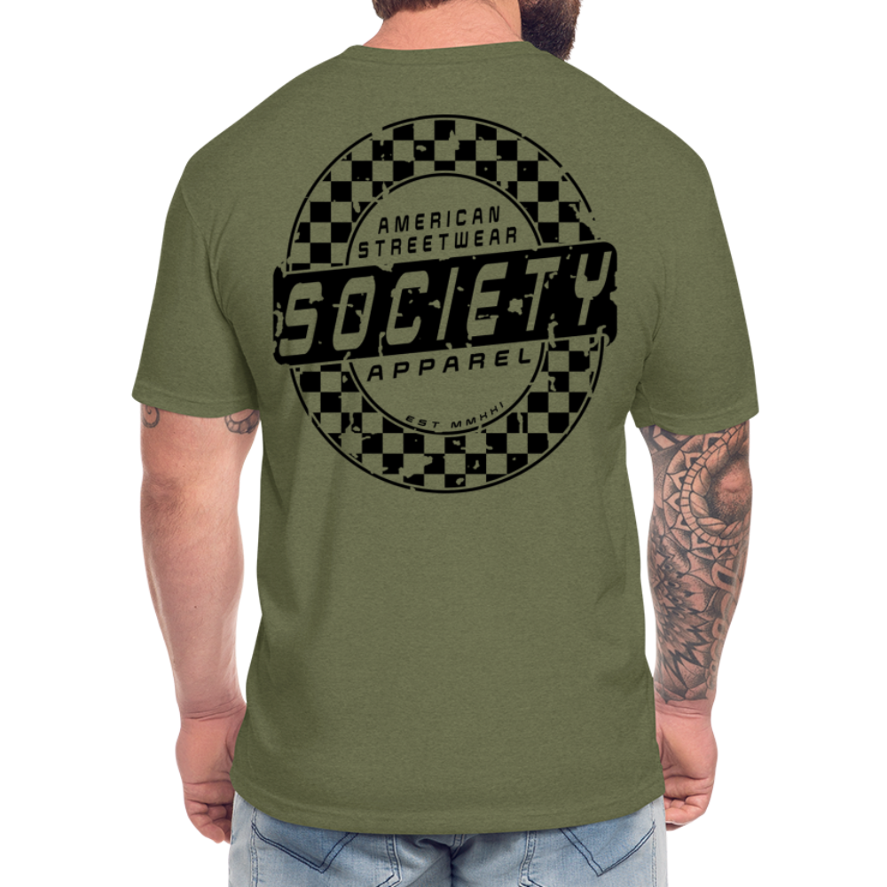 society essentials • black checkers - heather military green