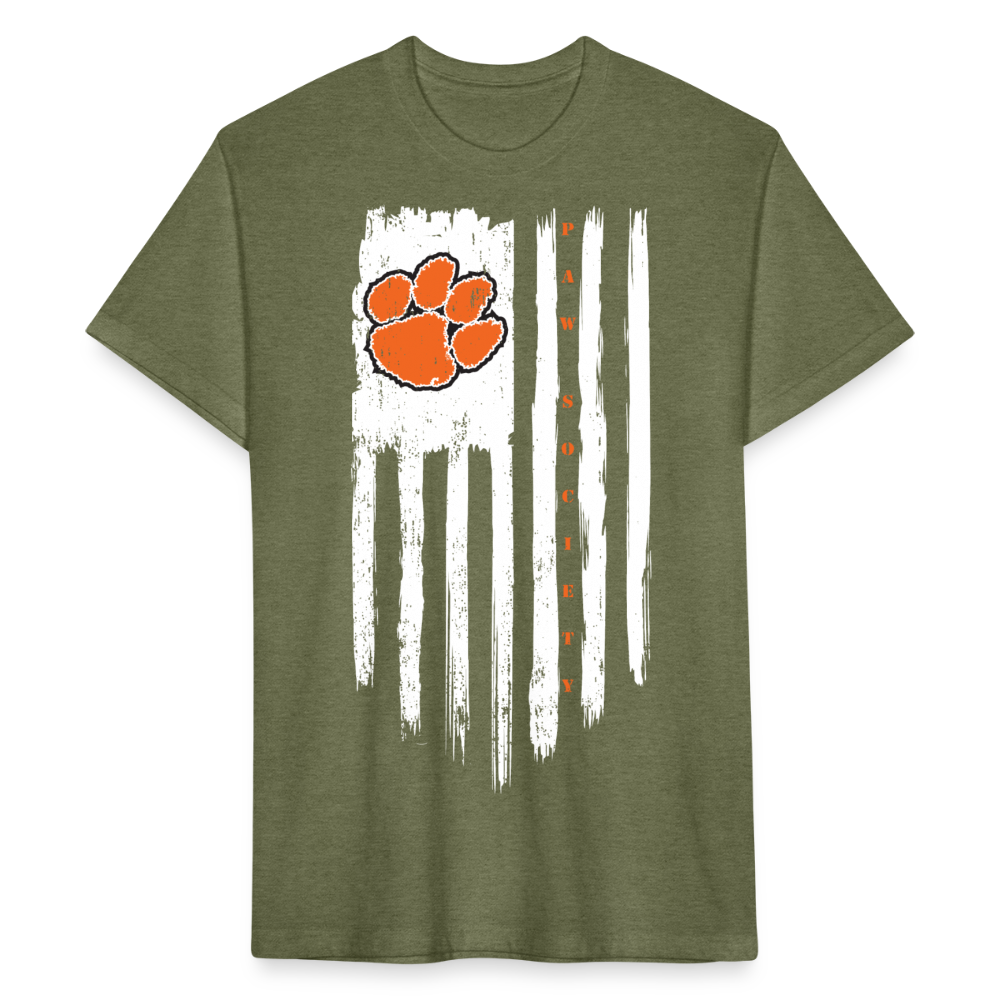 clemson • tiger flag vertical w/branding (white) - heather military green