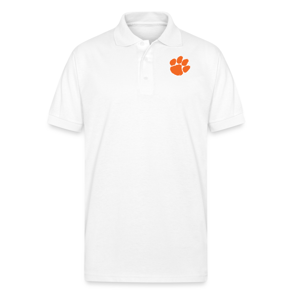 clemson • orange paw polo (50/50 cotton-poly) - white