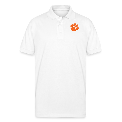 clemson • orange paw polo (50/50 cotton-poly) - white