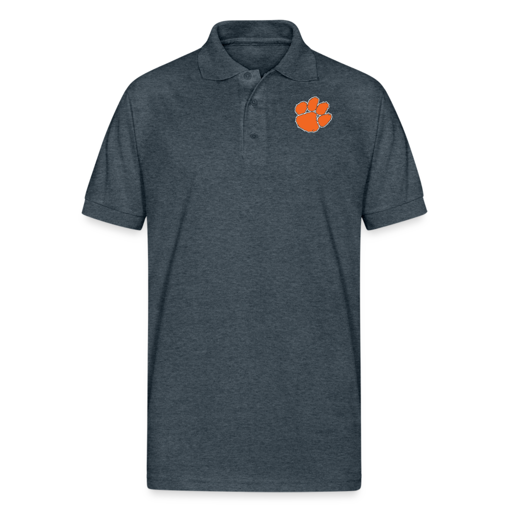 clemson • orange paw polo (50/50 cotton-poly) - deep heather