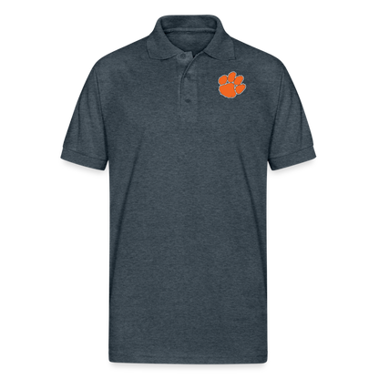 clemson • orange paw polo (50/50 cotton-poly) - deep heather