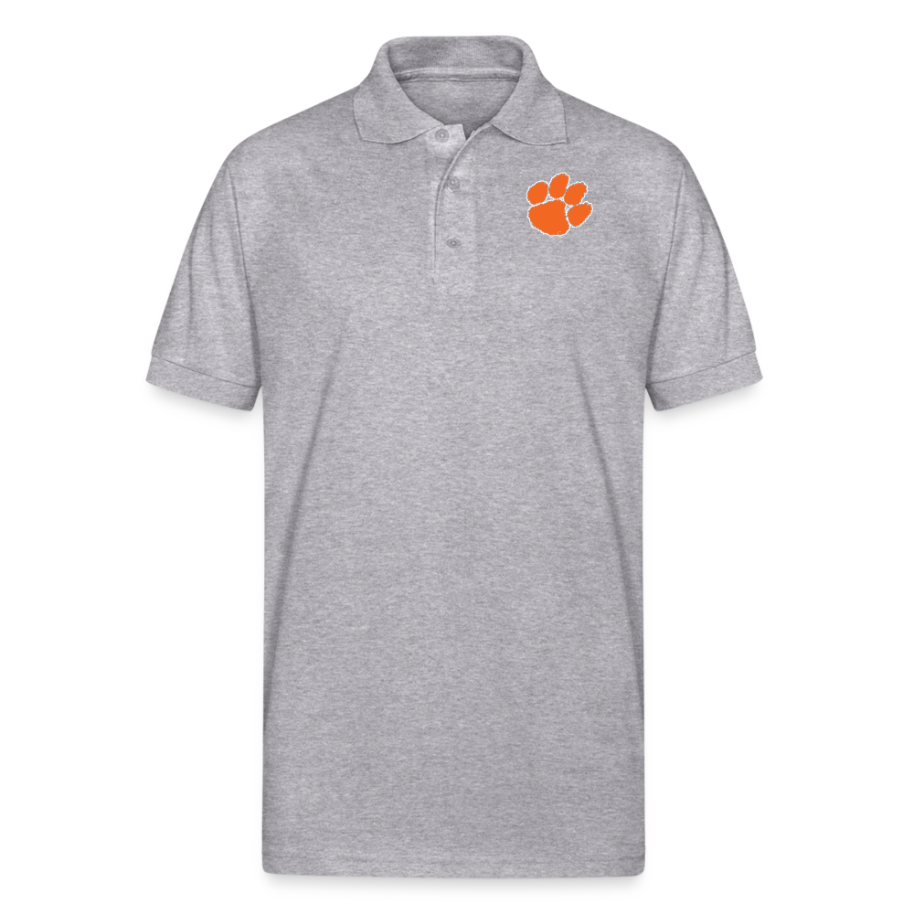 clemson • orange paw polo (50/50 cotton-poly) - heather gray