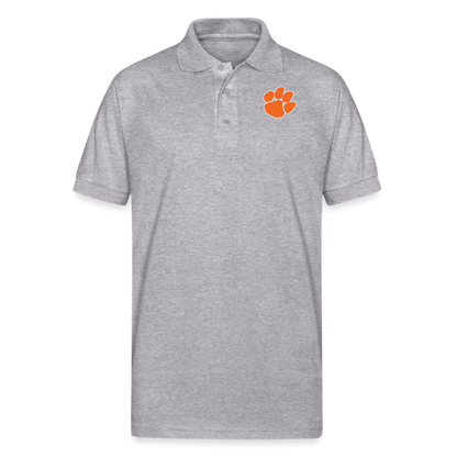 clemson • orange paw polo (50/50 cotton-poly) - heather gray