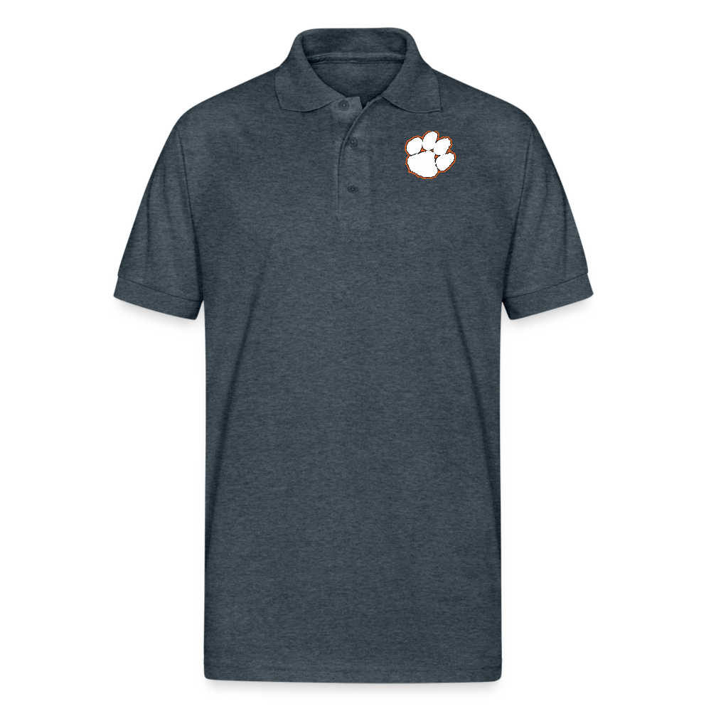 clemson • white paw polo (50/50 cotton-poly) - deep heather