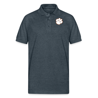 clemson • white paw polo (50/50 cotton-poly) - deep heather