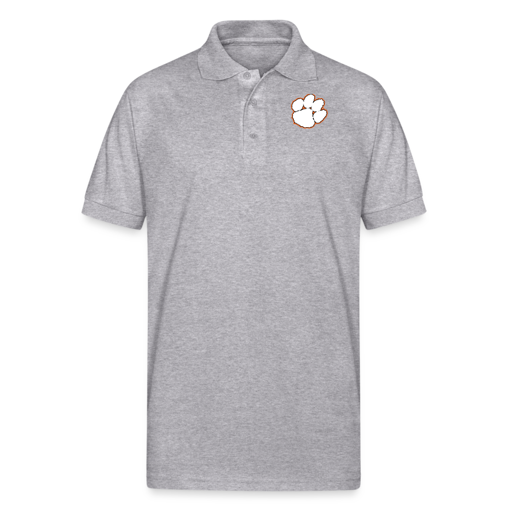 clemson • white paw polo (50/50 cotton-poly) - heather gray