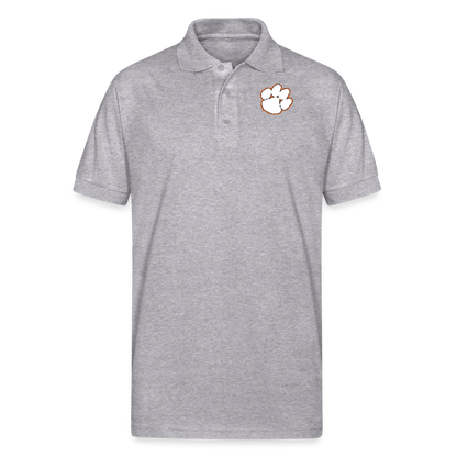 clemson • white paw polo (50/50 cotton-poly) - heather gray