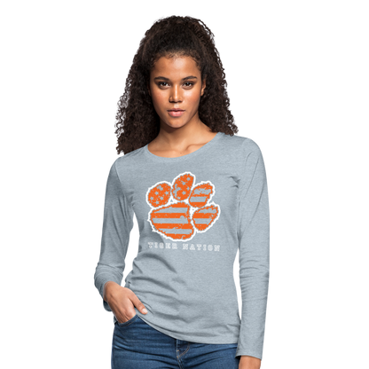 clemson • ladies tiger nation long sleeve - heather ice blue
