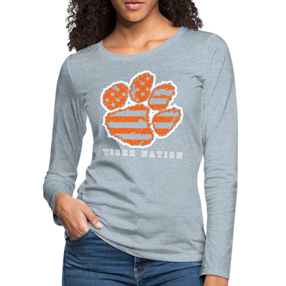 clemson • ladies tiger nation long sleeve - heather ice blue