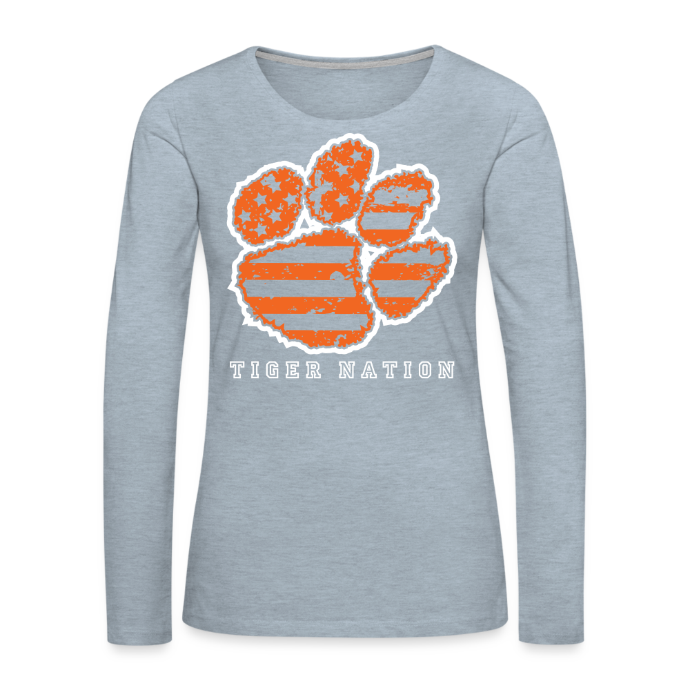 clemson • ladies tiger nation long sleeve - heather ice blue