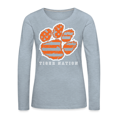 clemson • ladies tiger nation long sleeve - heather ice blue