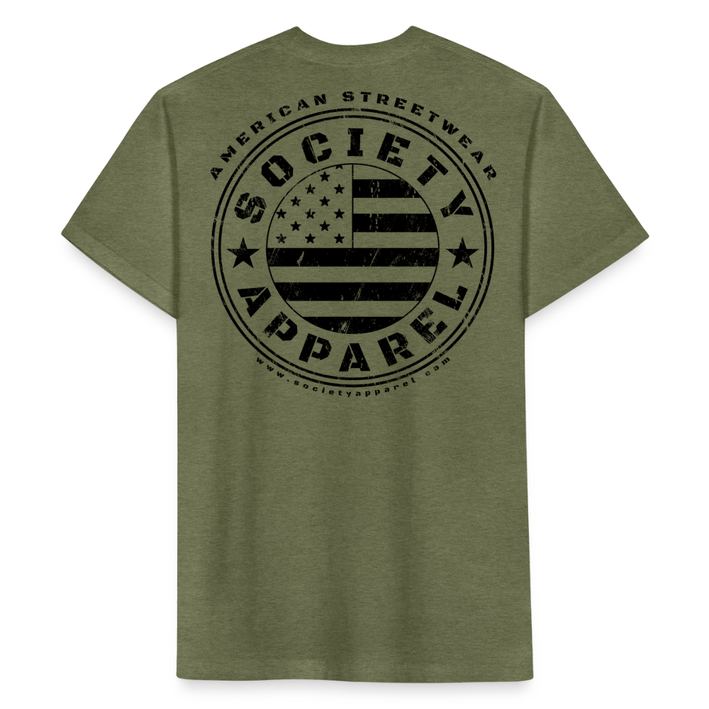 society essentials • flag logo (black) - heather military green