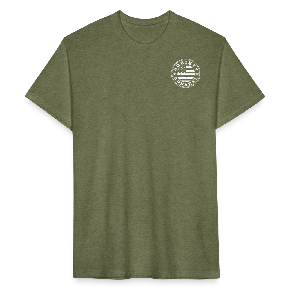 society essentials • flag logo (white) - heather military green