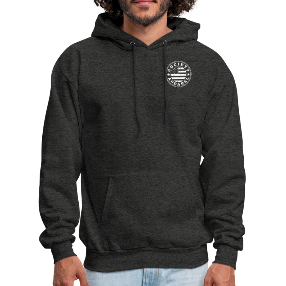 society essentials • branded cotton-poly hoodie - charcoal grey