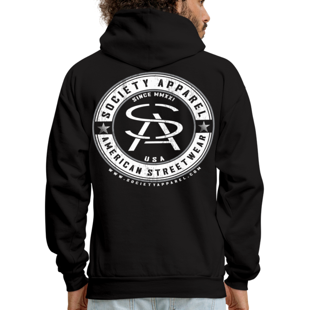 society essentials • sa badge hoodie (white) - black
