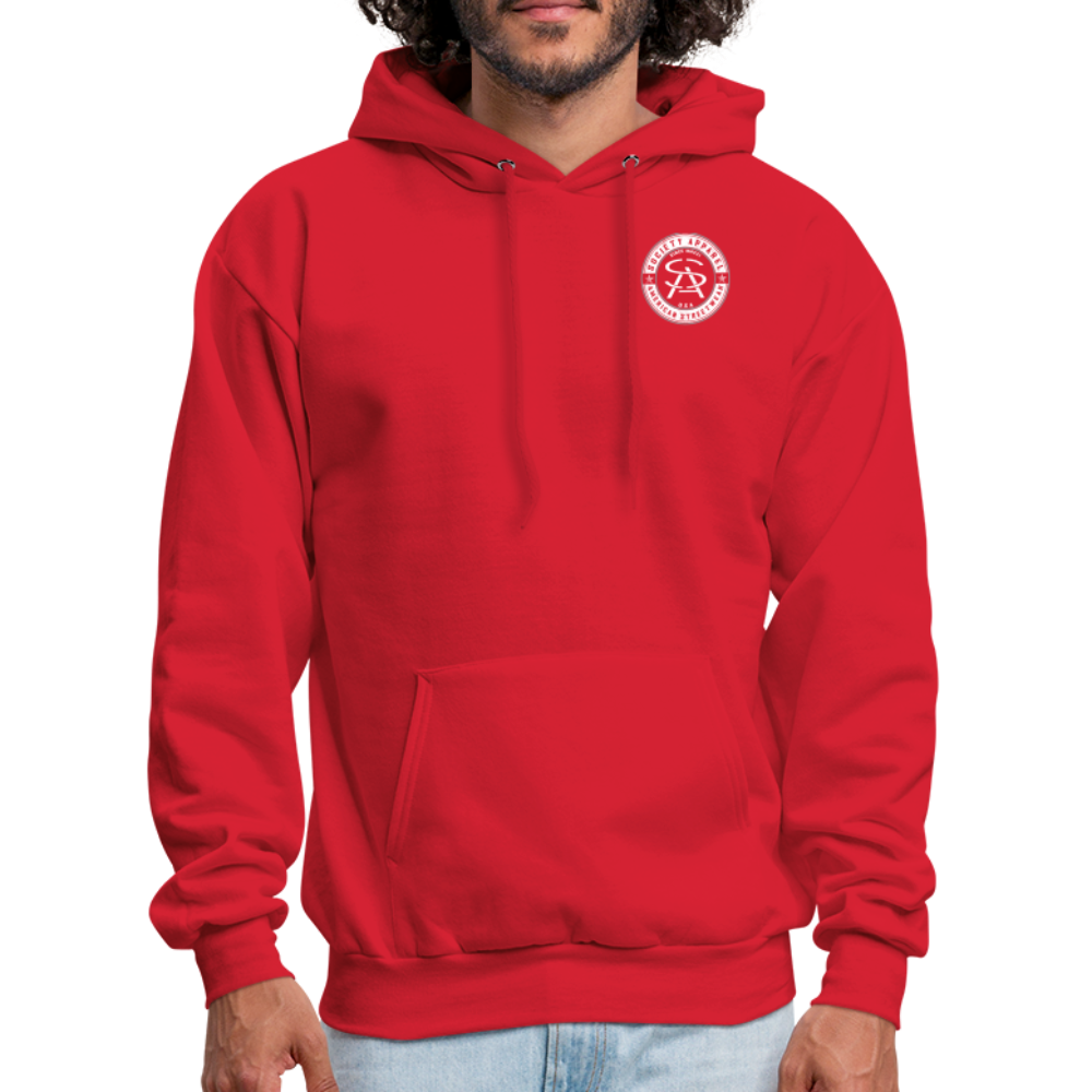 society essentials • sa badge hoodie (white) - red