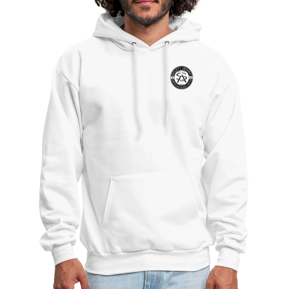 society essentials • sa badge hoodie (black) - white