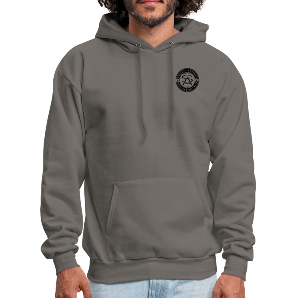 society essentials • sa badge hoodie (black) - asphalt gray