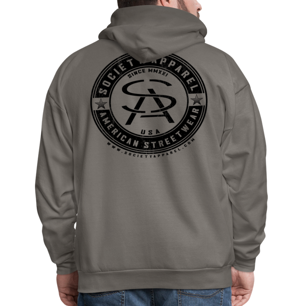 society essentials • sa badge hoodie (black) - asphalt gray