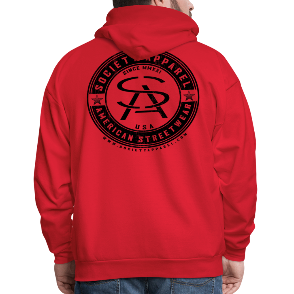 society essentials • sa badge hoodie (black) - red