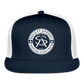 society essentials • sa badge trucker hat (white) - navy/white