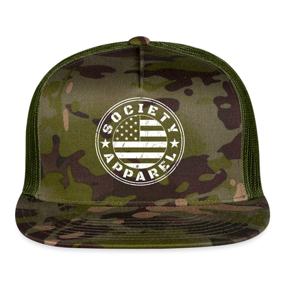 society essentials • sa flag trucker hat (white) - multicam\green
