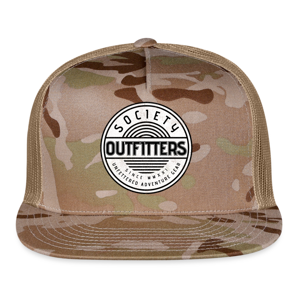 society outfitters • unfettered trucker hat - multicam\tan