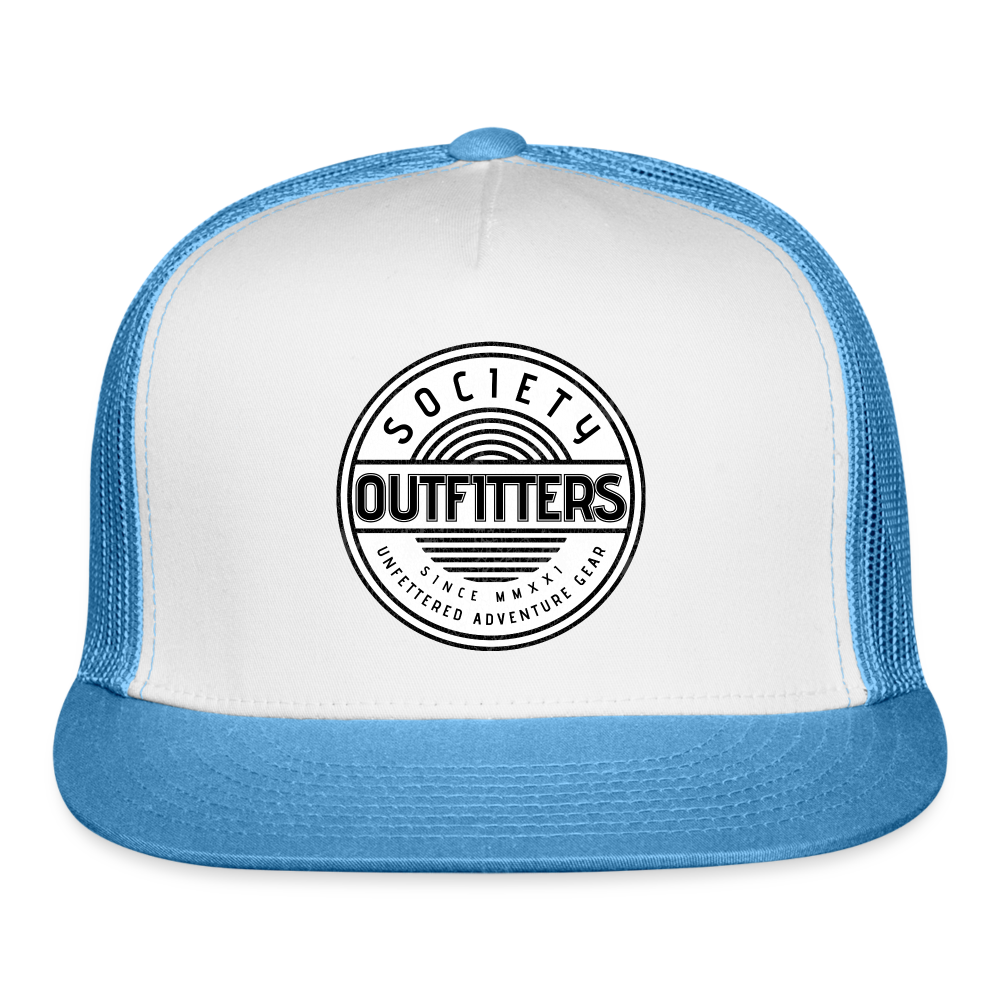 society outfitters • unfettered trucker hat - white/blue