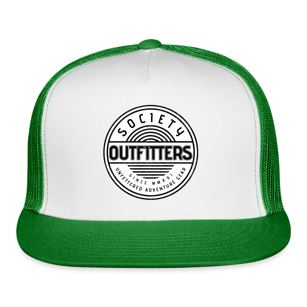 society outfitters • unfettered trucker hat - white/kelly green