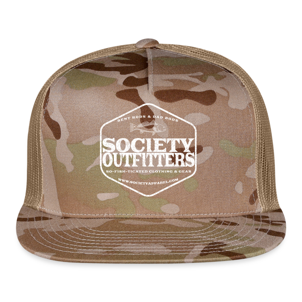 society outfitters • bent rods trucker hat (white) - multicam\tan