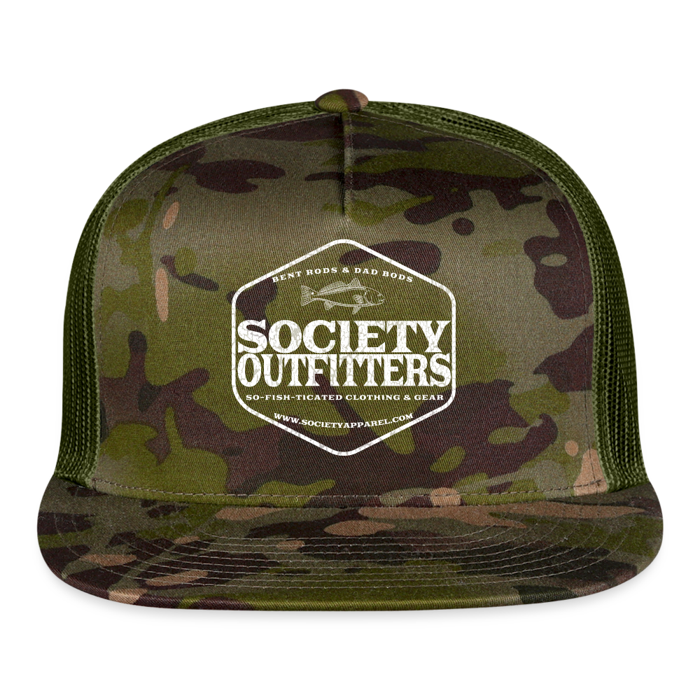 society outfitters • bent rods trucker hat (white) - multicam\green