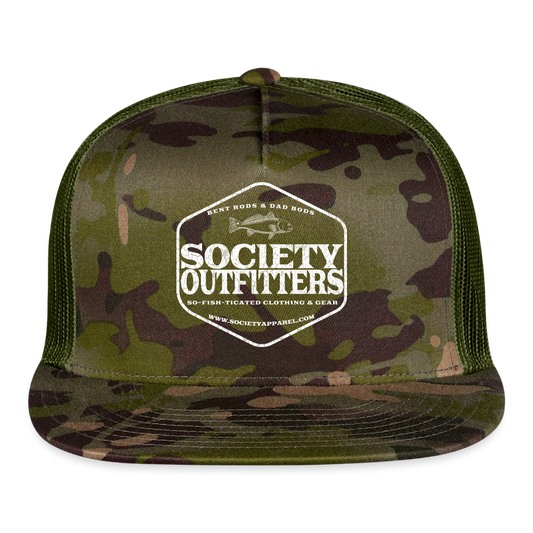 society outfitters • bent rods trucker hat (white) - multicam\green