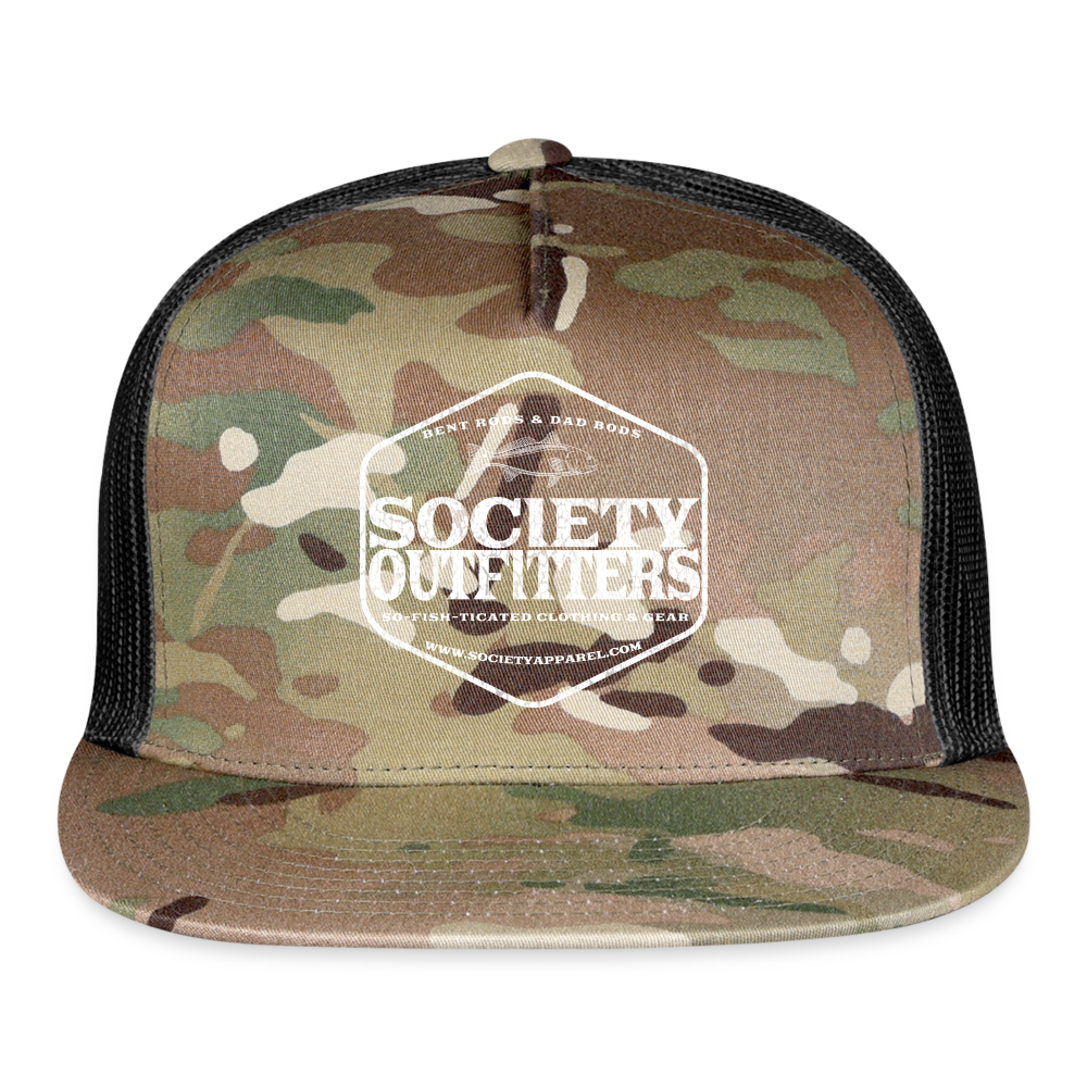 society outfitters • bent rods trucker hat (white) - multicam\black