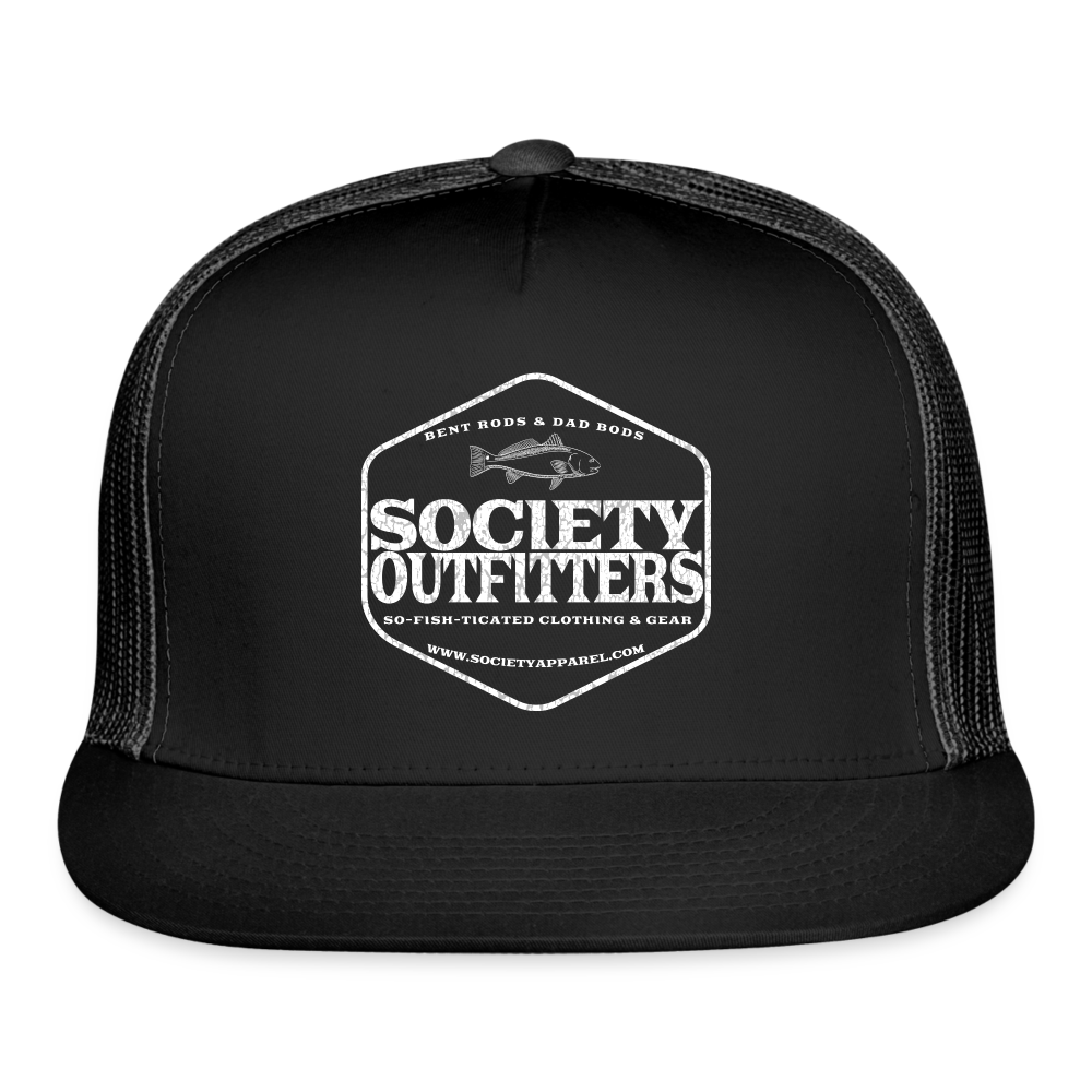 society outfitters • bent rods trucker hat (white) - black/black