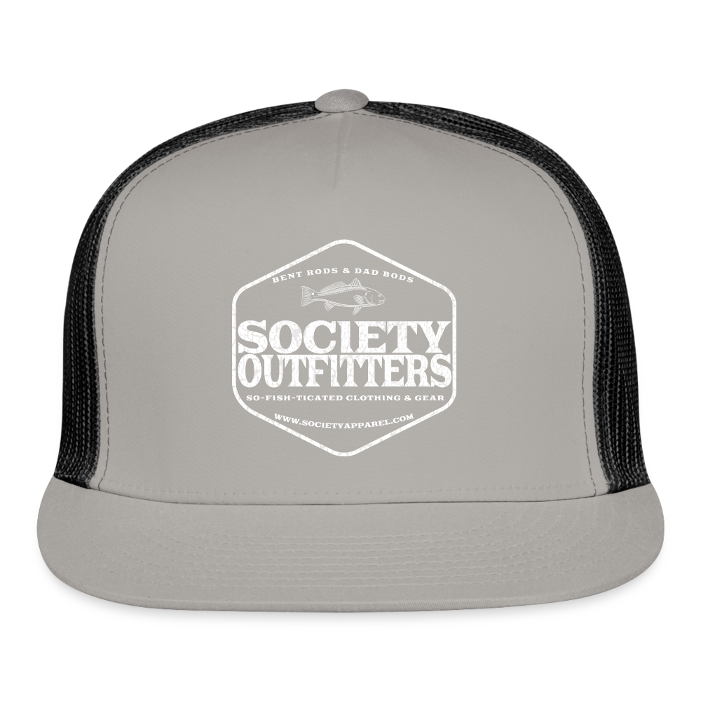 society outfitters • bent rods trucker hat (white) - gray/black
