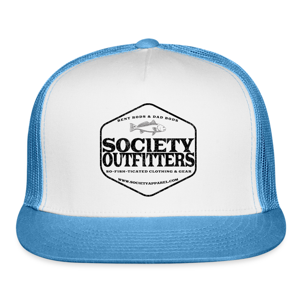 society outfitters • bent rods trucker hat (black) - white/blue