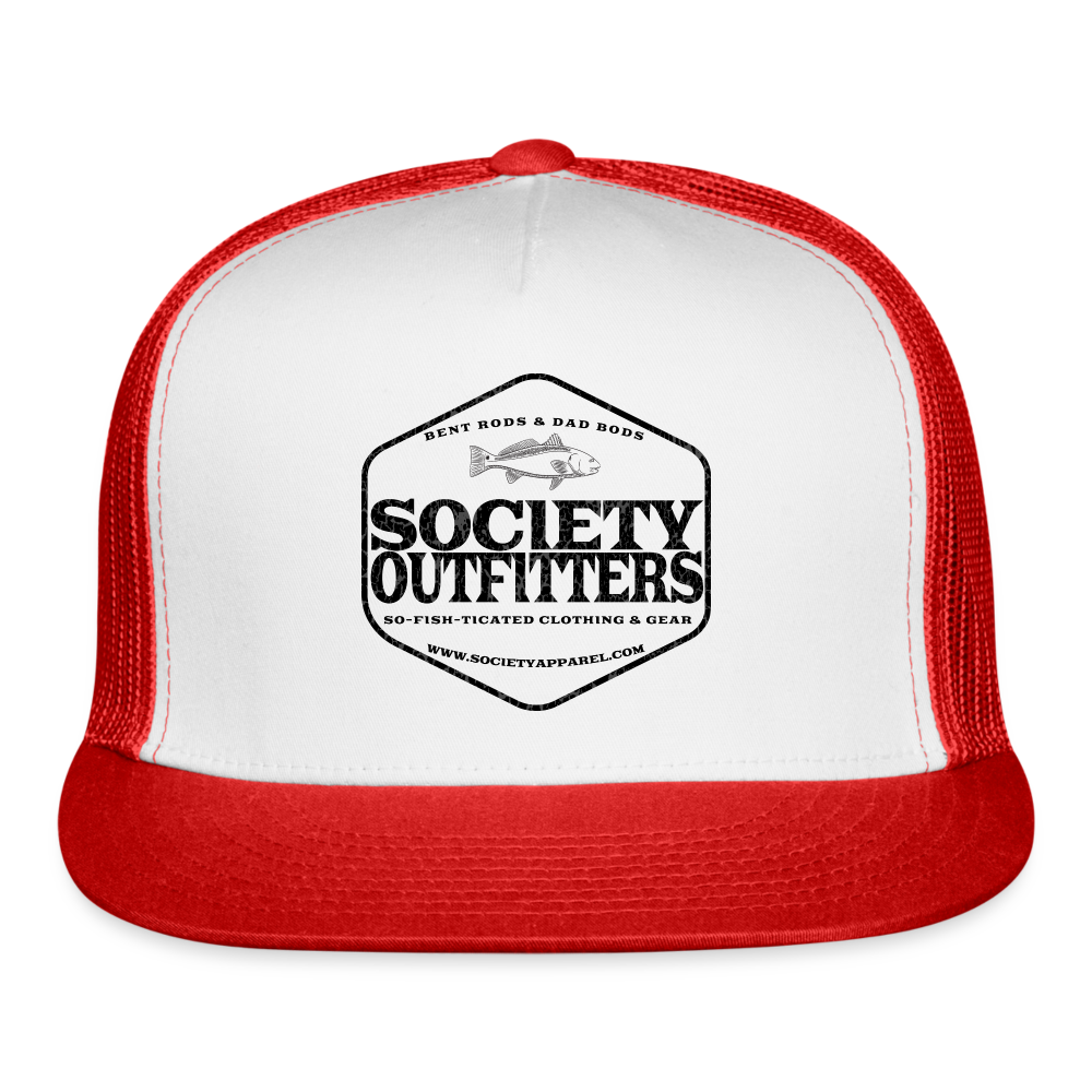 society outfitters • bent rods trucker hat (black) - white/red
